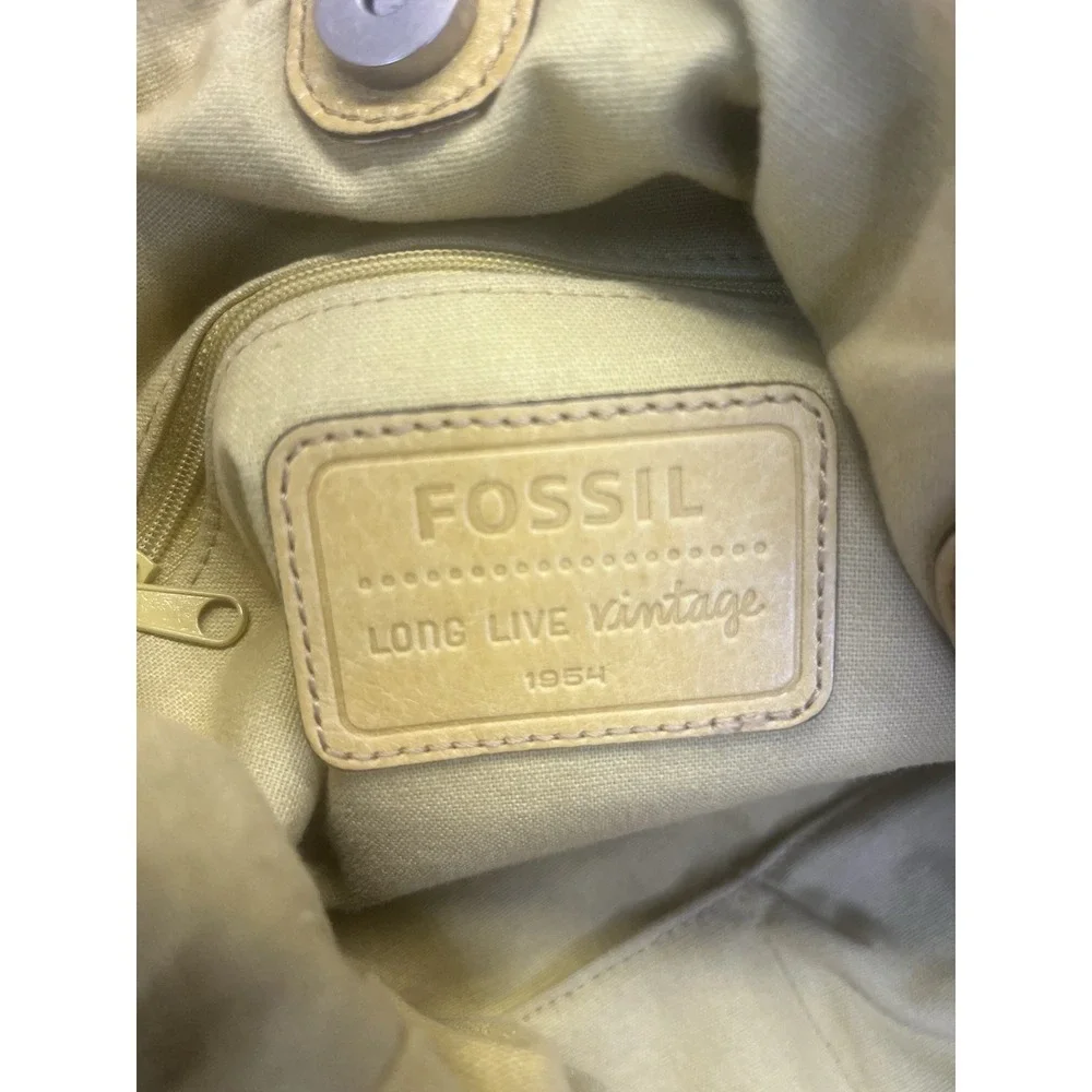 Fossil Hathaway Tote Bag Medium Yellow Leather Shoulder Handbag Purse